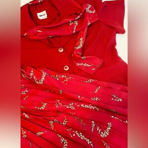 Leslie Fay Red and Cream Floral Dress